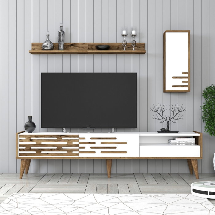 Hanah Home Valensiya Mueble para TV Nogal y Blanco